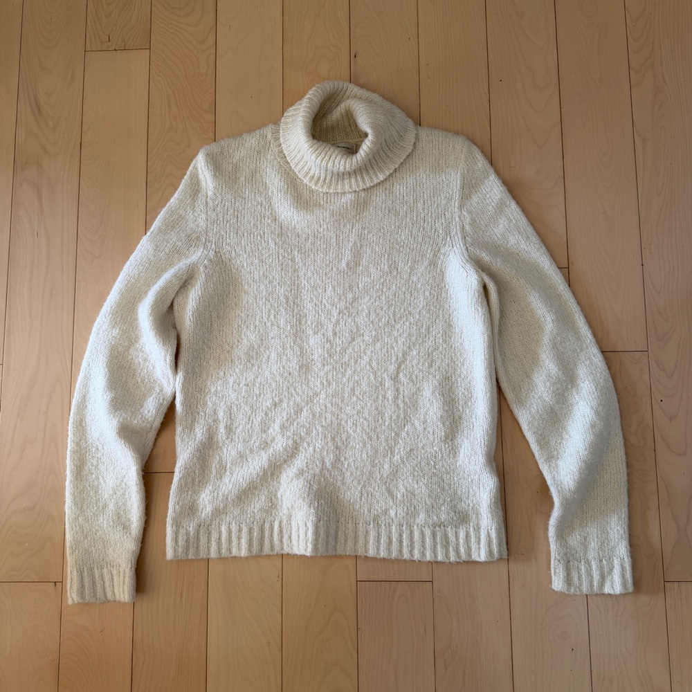Rena Rowan Vintage Wool Blend Turtleneck Sweater Cream